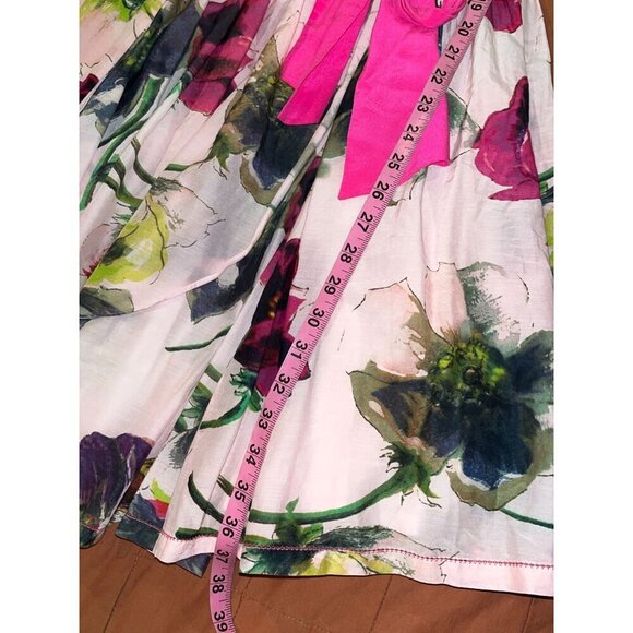 Ted Baker Pink Floral Belted Wrap-Style V-Neckline Knee Length Dress Women's Siz - Picture 6 of 9